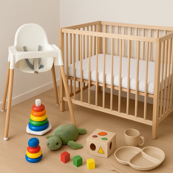 Airbnb high chair cot toys and childrens dinnerware set ready for family stays