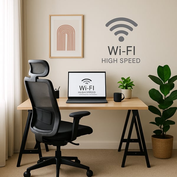 Dedicated business workspace with ergonomic chair and highspeed wifi