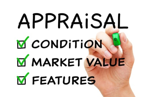 Hand-filling-Appraisal-checklist-business-concept-with-checked-boxes-on-condition-market-value and-features